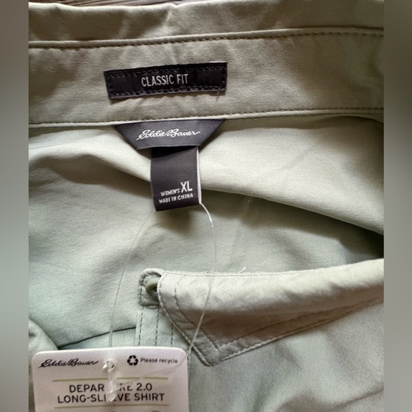 Eddie Bauer Women's Olive Button Down Shirt - Picture 10 of 15